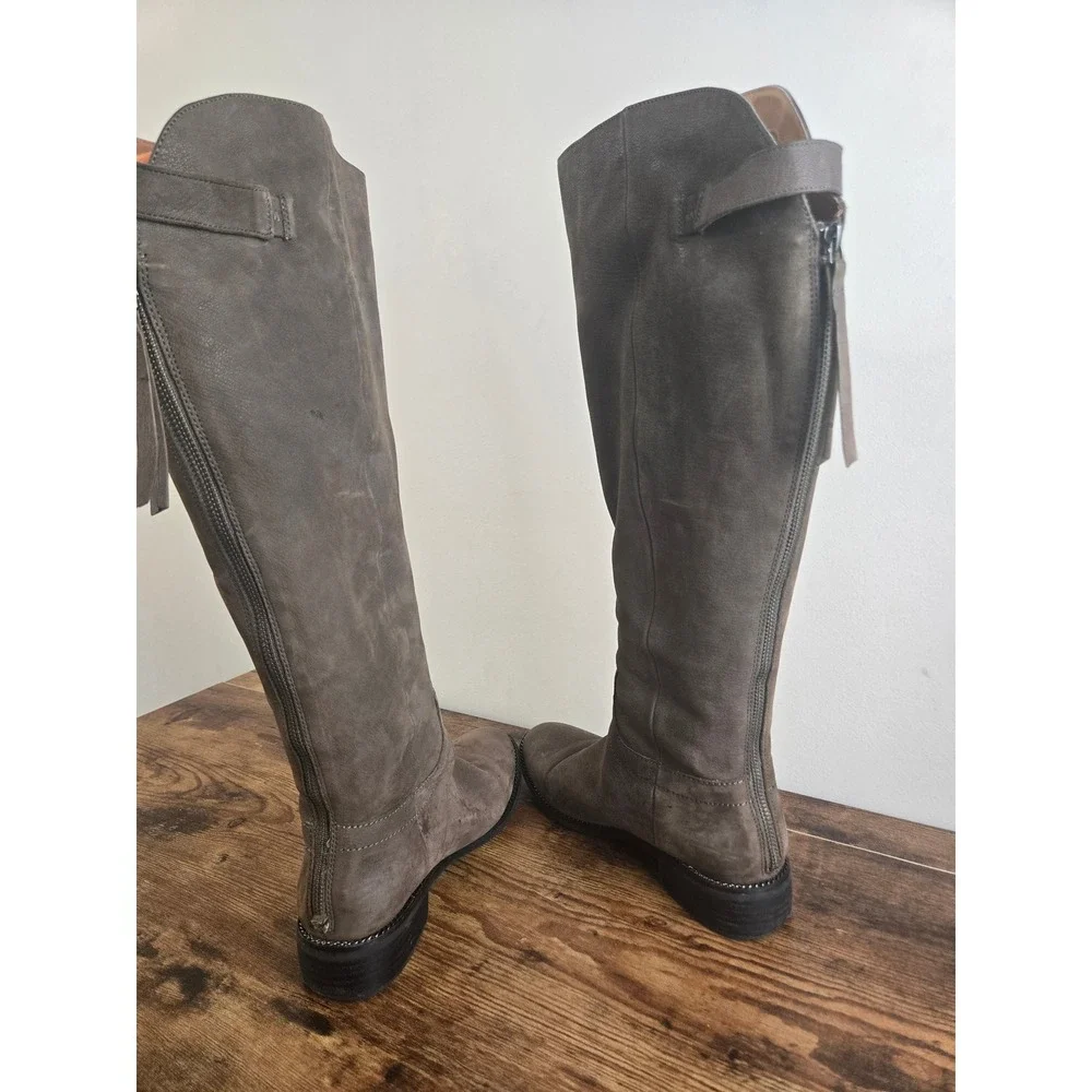 Franco Sarto Brenna Tall Boots Womens 8M Wide Calf Grey Leather Over The Knee